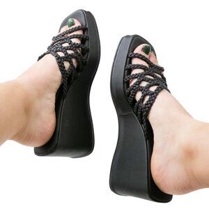 Vintage 90s Bandolino Braided Platform Wedge Sandals